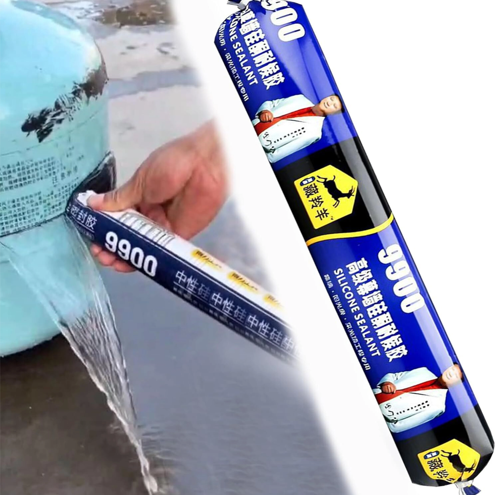 Waterproof Silicone Sealant 9900, Heavy-Duty Leak Repair Adhesive for Roof, Pipes, Tanks, Glass & Bathroom Sealing (All-Weather, Multi-Surface Use)