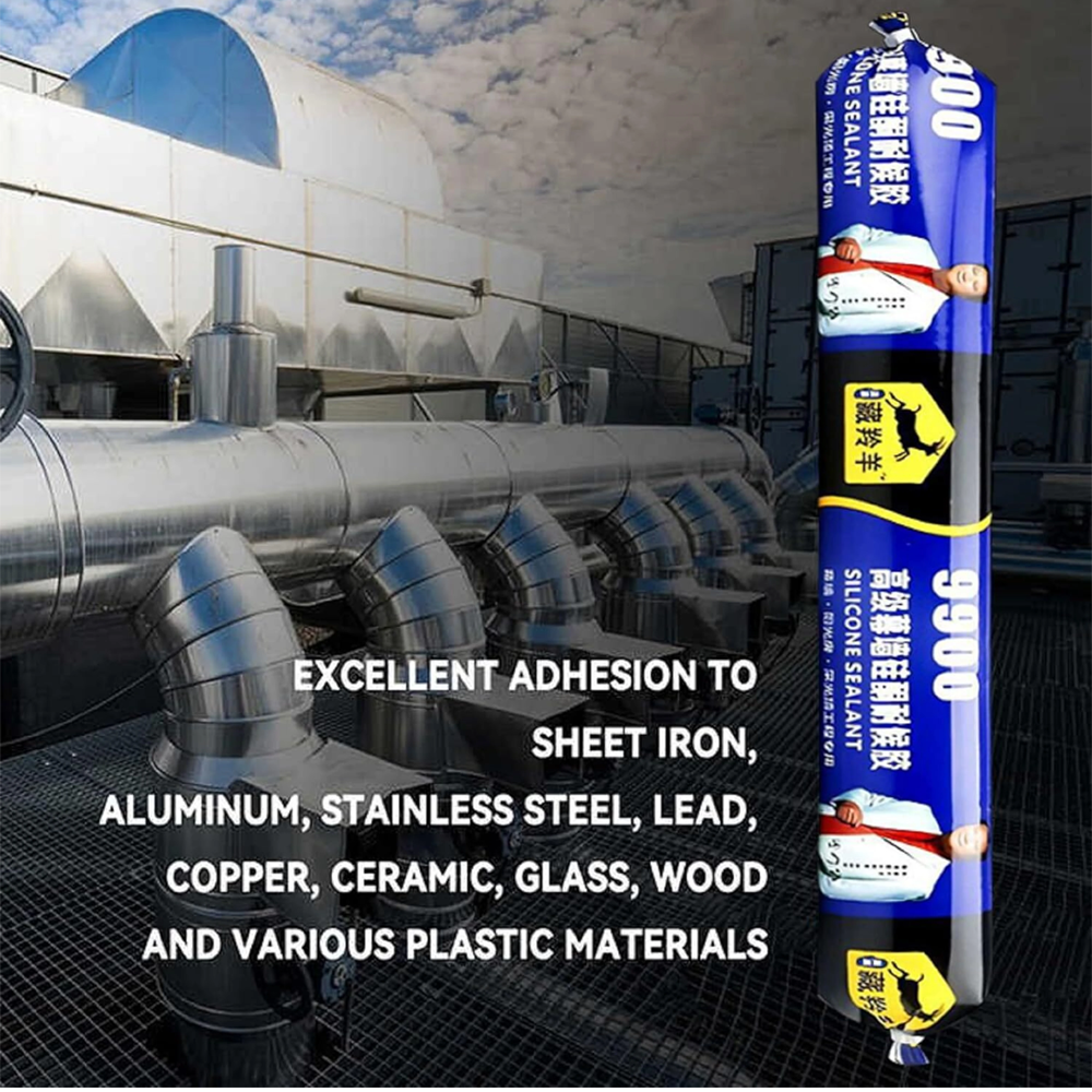Waterproof Silicone Sealant 9900, Heavy-Duty Leak Repair Adhesive for Roof, Pipes, Tanks, Glass & Bathroom Sealing (All-Weather, Multi-Surface Use)
