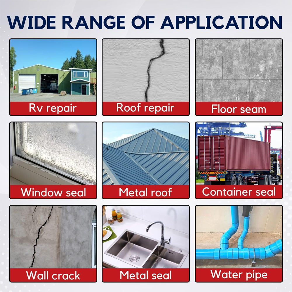 Waterproof Leak Repair Tape, Heavy-Duty Self-Adhesive Seal for Roof, Pipes, Tanks & Bathroom Cracks (All-Weather, Instant Fix, Multi-Surface Use)